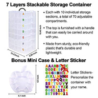 Contenedor de almacenamiento apilable de 7 capas, 70 compartimentos ajustables (blanco), contenedor de almacenamiento apilable, perfecto para juguetes de niños, manualidades de arte, joyas, suministros, minicaja y pegatina de carta incluida - Arteztik
