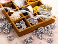 Craft Flowers – Paquete de 60 adornos de flores con diamantes de imitación, 1.5 in de cinta de raso gris para manualidades, decoraciones de boda, adornos - Arteztik
