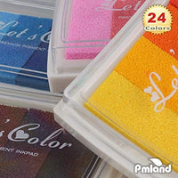 PMLAND - Juego de 15 almohadillas de tinta para sellos de manualidades en papel de madera o tela, 15 colores vibrantes incluidos - Arteztik