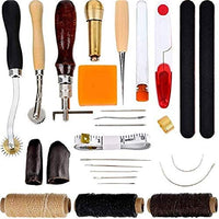 27 piezas de herramientas de mano de cuero para costura a mano, para costura de puntos, punzonado, costura de agujas, cunas de dedos, principiantes, profesionales de cuero, bricolaje - Arteztik