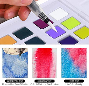 Kits de pintura de acuarela para niños, kits de pintura de colores premium, conjuntos de pintura profesional con 2 pinceles de acuarela, paleta, y estuche de almacenamiento, suministros de arte para pintar regalos para adultos, adolescentes (24 colores) - Arteztik