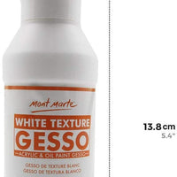 Mont Marte Premium Gesso textura blanca 8.45 oz (8.5 fl oz), adecuado para pintura acrílica, pintura al óleo, lápices de colores, pasteles, grafito y carbón - Arteztik