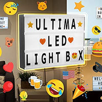 Onerbuy - Caja de luces de cine con luces LED y letras decorativas con símbolos para festivales, cumpleaños, aniversario, boda, motas, tamaño A4 - Arteztik