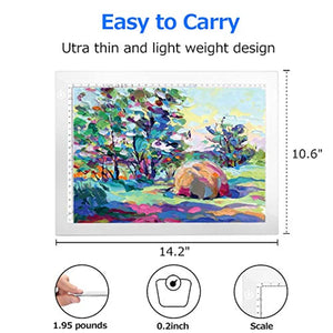 A4 Brillo regulable LED Artcraft caja de luz Tracer Slim Light Pad Tableta portátil, ME456 Cable de alimentación USB Copia Tablero de dibujo Tabla de rastreo para artistas Diseño, Animación, Boceto (Blanco) - Arteztik