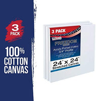 U.S. Art Supply 24 x 24 pulgadas lienzo estirado, 12 onzas imprimado, paquete de 6 unidades, color blanco profesional de 0.7 in, peso pesado, sin ácidos, pintura acrílica, pintura al óleo - Arteztik
