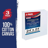 U.S. Art Supply 24 x 24 pulgadas lienzo estirado, 12 onzas imprimado, paquete de 6 unidades, color blanco profesional de 0.7 in, peso pesado, sin ácidos, pintura acrílica, pintura al óleo - Arteztik