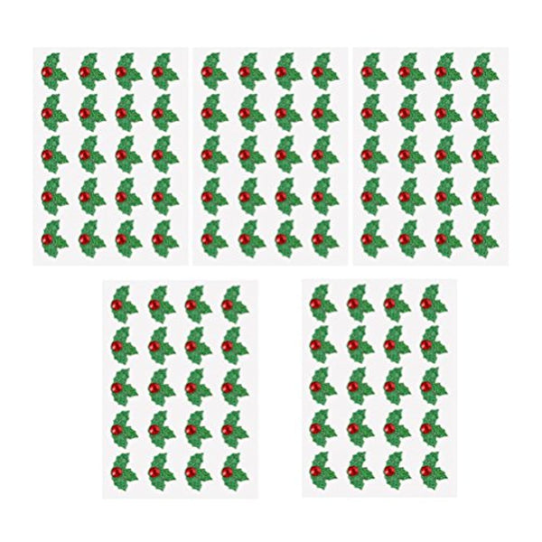 Amosfun - 5 hojas de pegatinas decorativas para Navidad, color verde y rojo - Arteztik