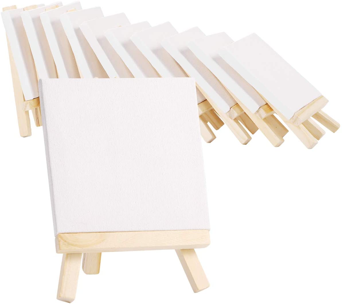 Caballetes de madera o tableros de pintura con lienzo blanco