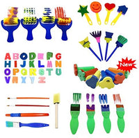 Lumsburry 59 esponjas de aprendizaje temprano para niños, kit de mini pinceles de pintura con 26 alfabetos ingleses, herramientas de dibujo (con delantal y caja) - Arteztik
