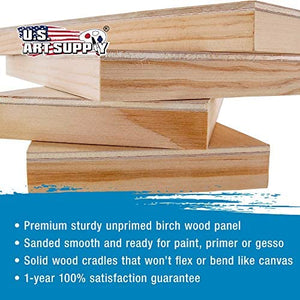 U.S. Art Supply - Tableros de madera de abedul de 7.9 x 15.7 in para paneles de pintura, cuna de 0.7 in de profundidad (paquete de 3) - Lienzo de pared de madera para artistas - Pintura para manualidades mixtas, acrílico, aceite, acuarela, encáustico - Arteztik