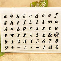 Kwan Crafts 4 hojas diferentes estilo alfabeto inglés mayúscula minúscula número de caja transparente sellos para hacer tarjetas decoración y bricolaje scrapbooking - Arteztik
