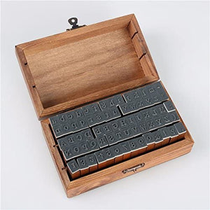 Juego de 70 sellos de madera con letras del alfabeto y número de bricolaje, con caja de madera - Arteztik