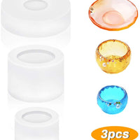 Molde de silicona de resina, Jhua, 3 moldes de resina de cristal de silicona, cuencos y platos pequeños, moldes de resina epoxi para hacer manualidades con flores, bolígrafos, jaboneras, bebidas, contenedores - Arteztik