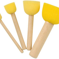 Royee - 8 esponjas de espuma amarillas con mango de madera para pintar, cabezal redondo, kit de varios tamaños para niños, herramientas de pintura, bricolaje, proyecto de arte - Arteztik