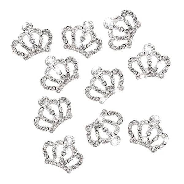 Rosenice - 10 adornos de corona de cristal para decoración de manualidades (plateada) - Arteztik