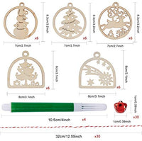 Artmag 50 piezas de adornos colgantes de madera sin terminar para decoraciones de Navidad, 5 estilos DIY rebanadas de madera con agujeros para niños, manualidades, centros de mesa de fiesta y decoraciones colgantes - Arteztik
