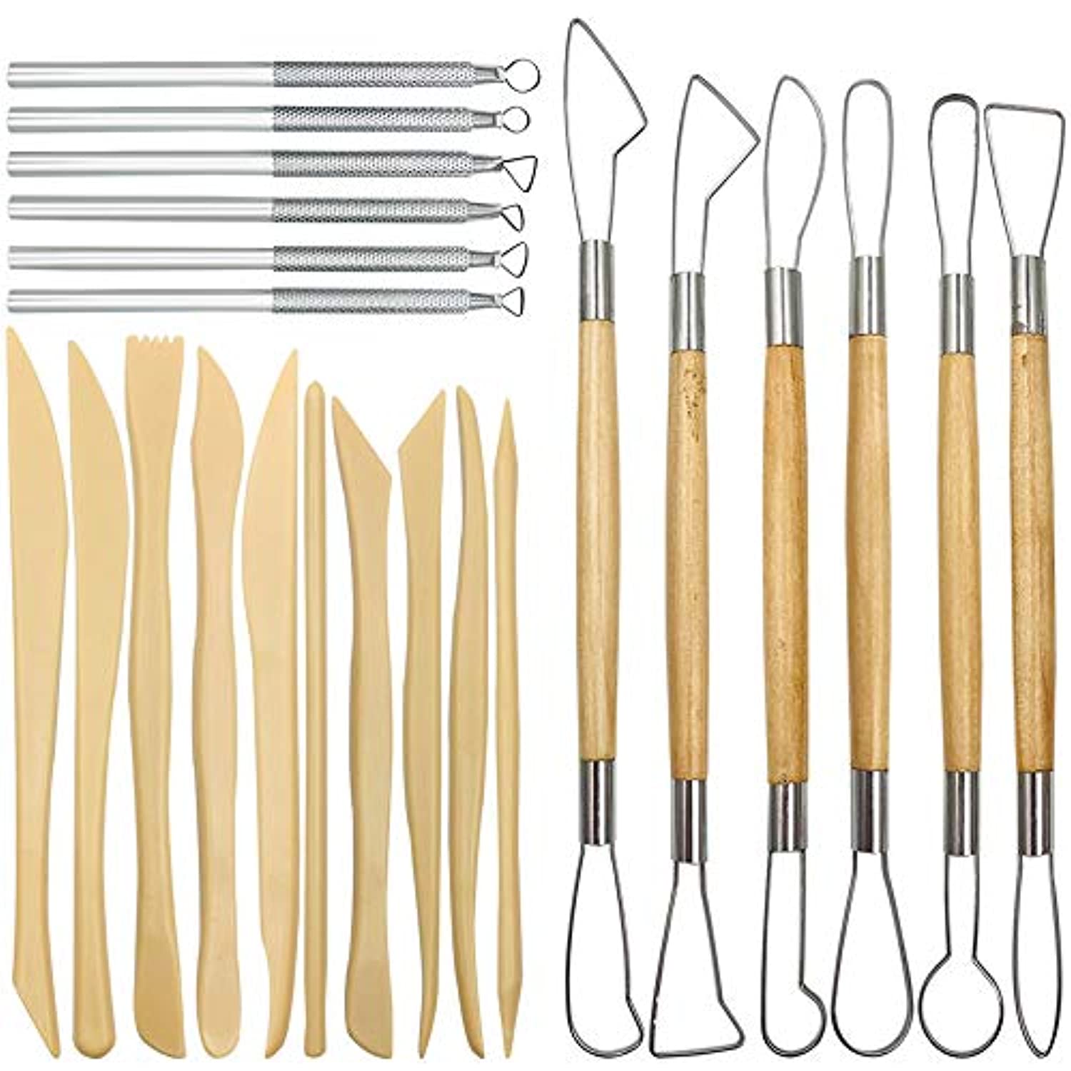  LOKUNN Kit de herramientas de arcilla, 30 herramientas de  arcilla polimérica, kits de herramientas de escultura de arcilla de  cerámica, herramientas básicas de tallado de cerámica de madera, kit de  suministros