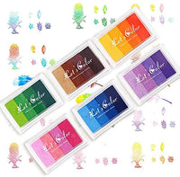 Craft Rainbow - Juego de 6 sellos de tinta para dedos para niños, lavable, 24 colores, color rosa, morado, verde, azul - Arteztik
