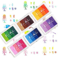 Craft Rainbow - Juego de 6 sellos de tinta para dedos para niños, lavable, 24 colores, color rosa, morado, verde, azul - Arteztik
