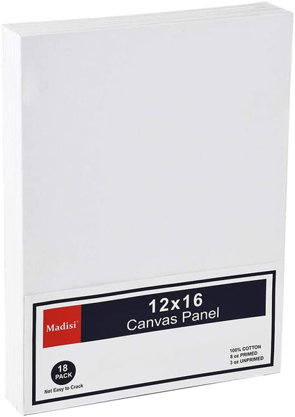 Madisi Painting Canvas Panels, 12X16 Classroom 18 Value Pack Lona de pintura - Arteztik