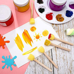 Juego de 40 esponjas redondas de espuma, pincel de pintura, mango de madera, cepillo de espuma, herramienta de pintura para niños (0.5 in) - Arteztik