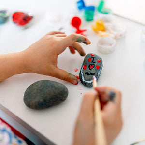 Kit de pintura de roca Tosuced, pintura de roca para niños, incluye rocas de pintura blanca, madera sin terminar, pintura de colores, ojos Googly, pinceles de pintura artística, soporte de madera - Arteztik