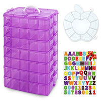 7 Layers Stackable Storage Container, 70 Adjustable Compartments (Purple) Stackable Storage Container, Perfect for Kids Toys, Art Crafts, Jewelry, Supplies, Mini Case & Letter Sticker Included - Arteztik
