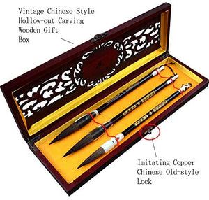 Tianjintang - Juego de pinceles de caligrafía china para escribir, acuarela, Kanji y Sumi en caja de regalo - Arteztik