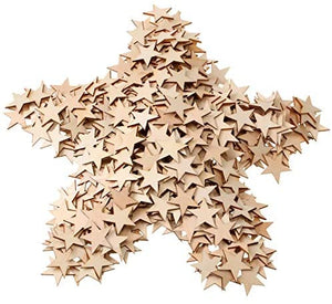 500 piezas de madera sin terminar en forma de estrella de Navidad, piezas de madera en blanco, adornos de madera para proyectos de manualidades y decoración (1.0 in) - Arteztik