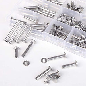 Witlans Chicago - Juego de 90 tornillos para encuadernación, acero inoxidable 304, Phillips, juego de tornillos para encuadernar con tornillos para bricolaje, decoración de cuero, álbumes de fotos, encuadernaciones (9 tamaños) - Arteztik