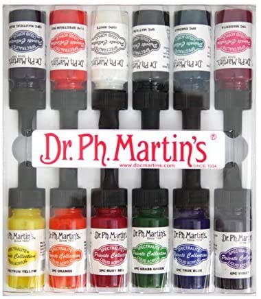 Dr. Ph. Martin's Spectralite, colección privada de botellas de acrílicos líquidos, 0.5 oz, juego de 12 unidades (1 juego) - Arteztik