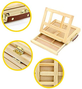 Caballete de mesa ajustable Kuyal, caja de bocetos de madera con 4 engranajes ajustables y cajón de almacenamiento (cajón de 1 capa) - Arteztik