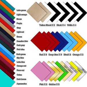 CAREGY paquete de vinilo de transferencia de calor HTV de 12 x 10 pulgadas – 45 unidades incluye 30 unidades de hojas de colores surtidos y 2 hojas de teflón, vinilo para planchar sobre telas de camisetas DIY - Arteztik