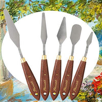 DerBlue Juego de 5 cuchillos de paleta de artista de acero inoxidable, espátula, paleta, cuchillo, rascador de mezcla, herramientas de arte delgadas y flexibles para pintura al óleo, mezcla acrílica, etc. - Arteztik
