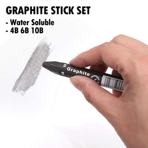 Set de palillos de grafito – solubles en agua – 4B 6B 10B, suministros de dibujo artístico para lápices de dibujo y sombreado, bocetos de artista – 3 piezas - Arteztik