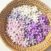 TH Mixed Purple White Flowers Embellishment with Thread stem 12 mm Mulberry Paper Flowers 50 Tiny Craft Supplies Scrap Booking Embellishments for so Many Card Craft Projects - Arteztik