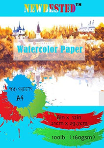 Newbested - Lote de 100 hojas de papel de acuarela blanco para principiantes o estudiantes (10.0 x 7.0 in) (10.0 x 7.0 in) - Arteztik