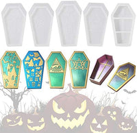 10Pcs Silicone Coffin Box Resin Molds Set Halloween Decoration Casket Resin Casting Molds Bat Owl Skull Hands Pumpkin Spider Shape DIY Mold - Arteztik
