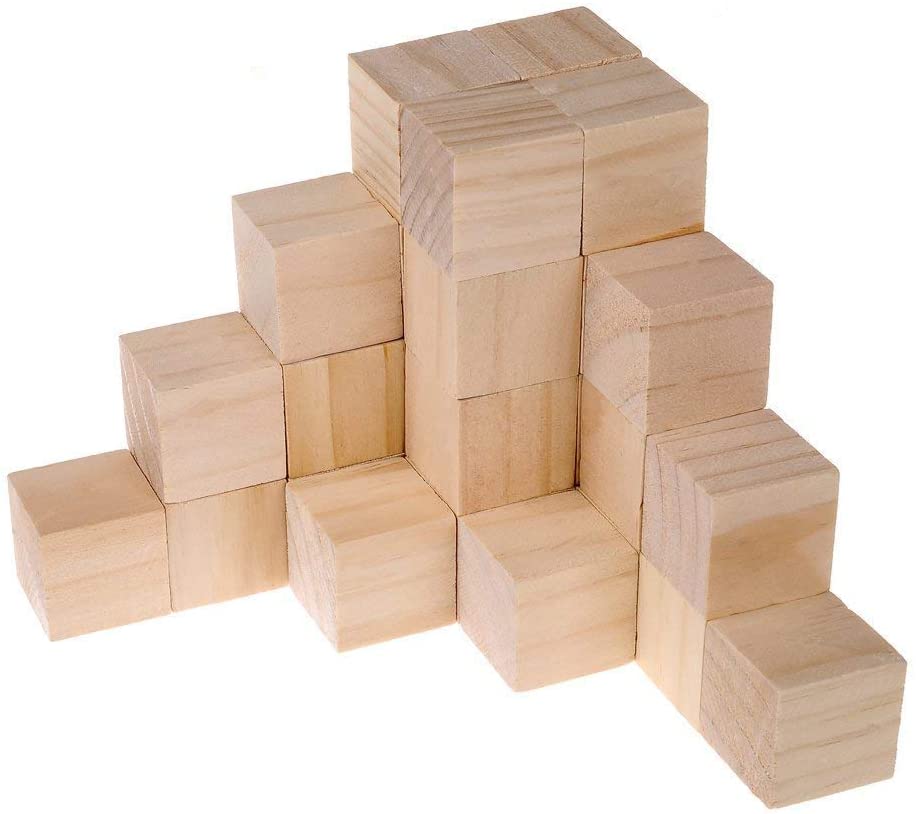 Fuhaieec 100 bloques cuadrados de madera de 1 pulgada para hacer puzles, cubos de madera en blanco, bloques de madera para Baby Blocks Baby Shower bricolaje, manualidades, tallado, suministros de arte - Arteztik