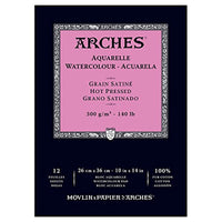 Arches Watercolor Paper Pad, 140 pound, Hot Press, 10"x14" (1795098) - Arteztik