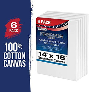 US Art suministro gratuito 14 x 18 inch ácido calidad profesional Perfil lona 6-Pack – 3/4 12 onza PRIMED Gesso – (1 Full Caso de 6 Individuales Lienzos) - Arteztik