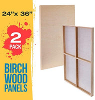 U.S. Art Supply - Tableros de madera de abedul de 18.0 in x 47.9 in de profundidad (2 unidades) - Lienzo de pared de madera de profundidad para artista, pintura de medios mixtos, acrílico, aceite, encáustico - Arteztik
