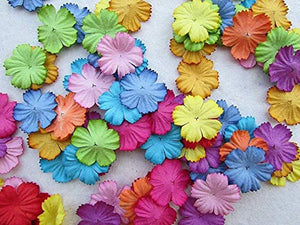 100 piezas de parches de flores de 1.142 x 1.142 in de papel de morera para álbumes de recortes de boda muñeca suministros de la tarjeta mini flores de papel - Arteztik