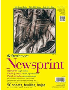 Strathmore 300 Series Newsprint Pad, liso 18.0 x 24.0 in cinta encolada, 50 hojas - Arteztik