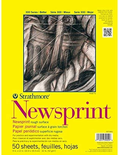 Strathmore 300 Series Newsprint Pad, liso 18.0 x 24.0 in cinta encolada, 50 hojas - Arteztik