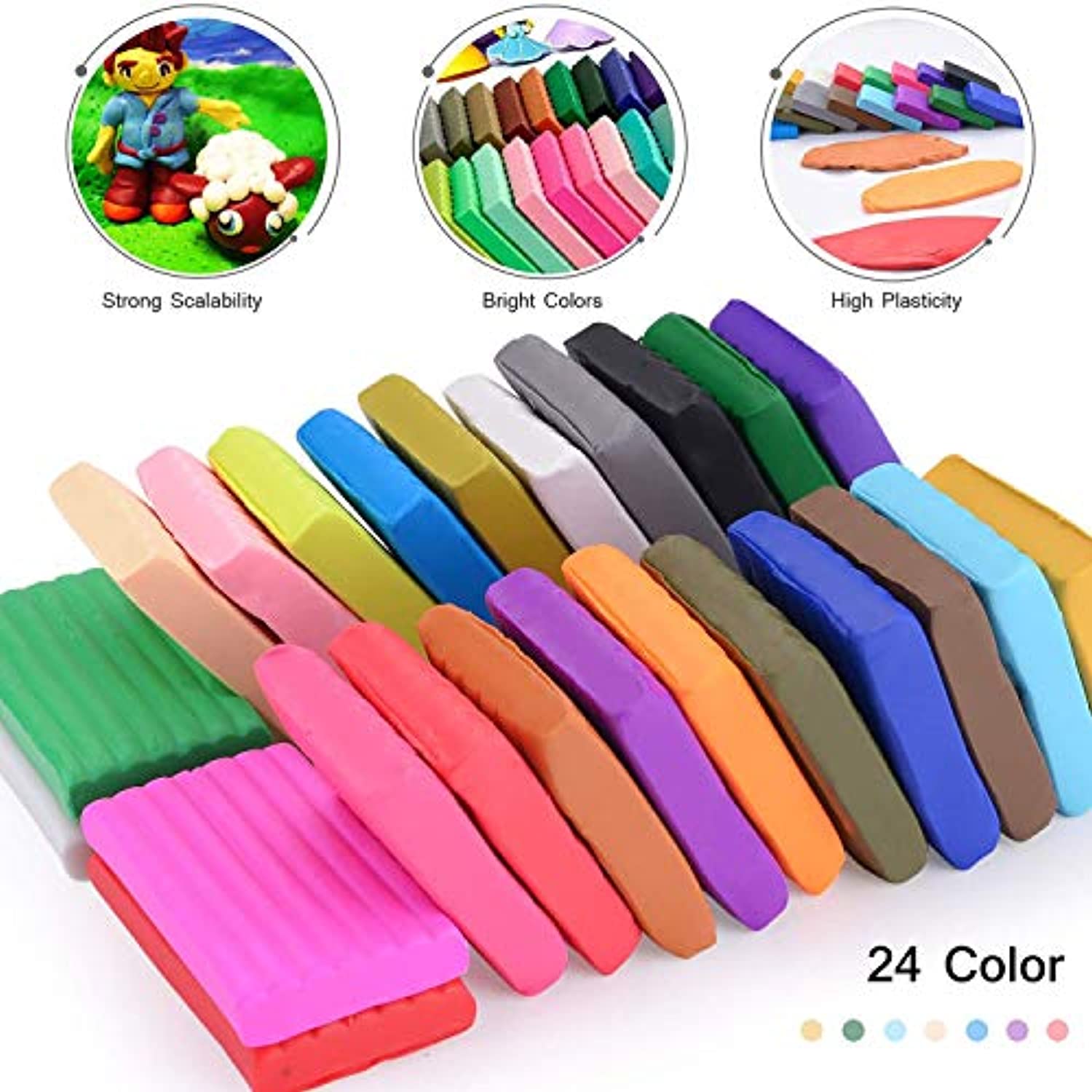 Kit de arcilla polimérica – 26 colores de arcilla para modelar al horno,  segura y no tóxica, regalo de manualidades para niños. 0.7 onzas/color