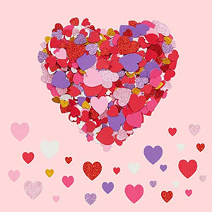 Aweyka 1470 piezas 4 tamaños 9 colores pegatinas adhesivas de espuma de corazón mini formas de corazón con purpurina EVA pegatinas para San Valentín, manualidades, álbumes de recortes, tarjetas de felicitación, decoración del hogar - Arteztik