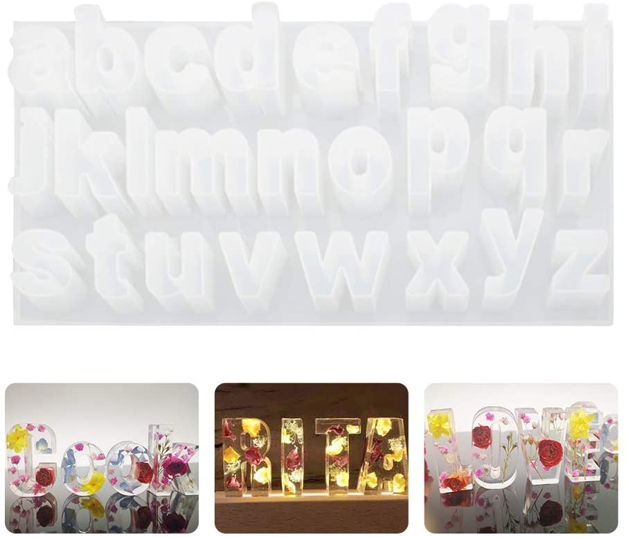 Moldes creativos de letras minúsculas, molde de resina epoxi de cristal, herramientas de fabricación de joyas de bricolaje - Arteztik