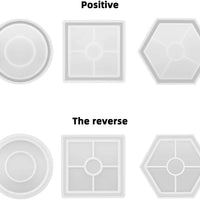 SunBeter – Juego de 6 moldes de silicona para posavasos de bricolaje, incluye redondo, cuadrado, hexágono para fundición con resina, hormigón, cemento, decoración del hogar. - Arteztik