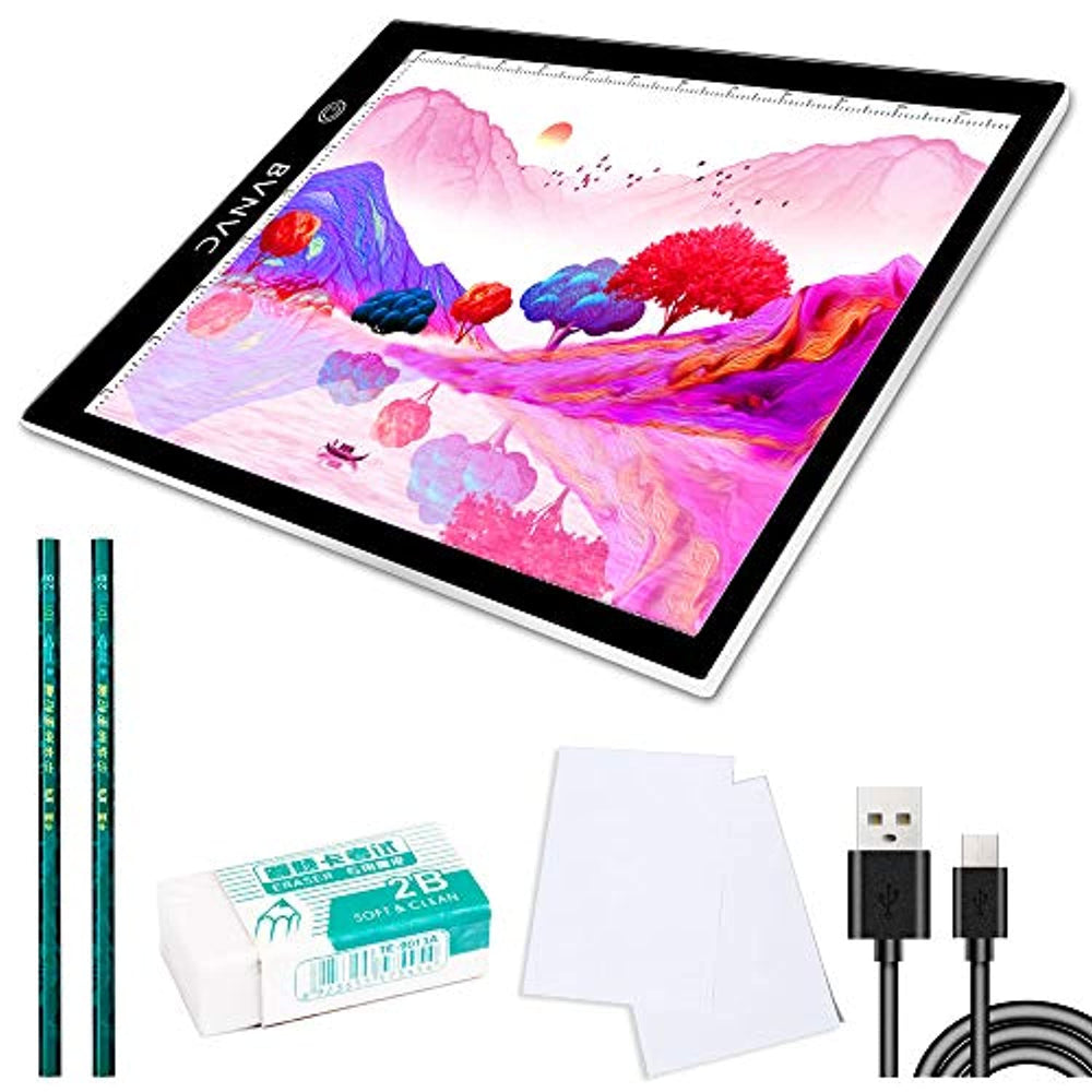 30 W tamaño A4 ultra fino portátil trazador blanco LED Artcraft Tracing Pad caja de luz de tres etapas atenuación, alto brillo para 5D DIY diamante pintura artistas dibujo dibujo dibujo animación, escala en pulgadas - Arteztik